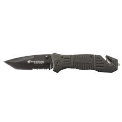 Navaja Smith & Wesson negra con hoja semi dentada